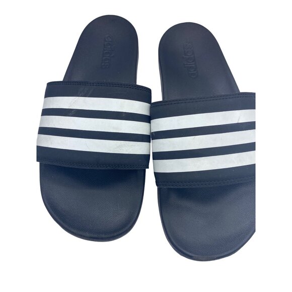 Adidas Adilette Mens Slide Sandals Size 8 Black White 3 Stripes Athletic Slip On - Picture 5 of 6
